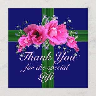 Rosa Blumen danken Ihnen für die Geschenk-Karte Dankeskarte