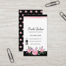 Rosa Blumen der Geschäfts-Karten-| mit schwarzem
