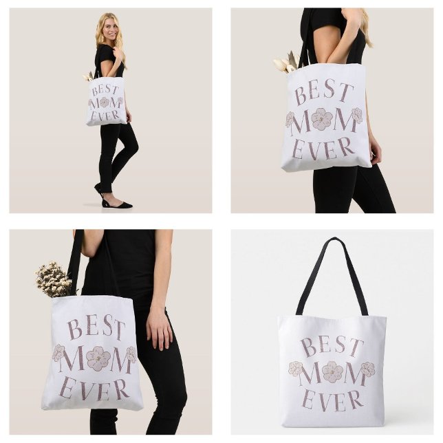 Rosa Blumen Die beste Mutter ever Tasche (Pink Floral Best Mom Ever Tote Bags)