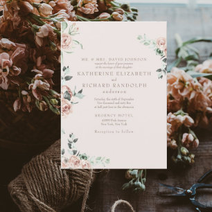 Rosa Blumen Eukalyptus Rosa Hochzeit Einladung