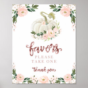 Rosa Blumen Fallen Kürbis-Baby-Party-Geschenke Sch Poster