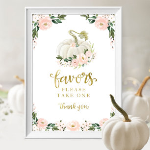 Rosa Blumen Fallen Kürbis-Baby-Party-Geschenke Sch Poster