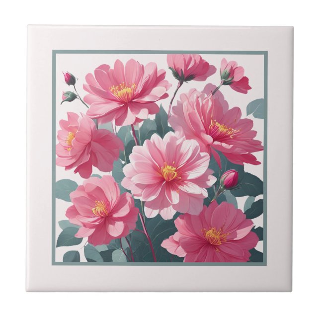 Rosa Blumen Fliese (Vorderseite)