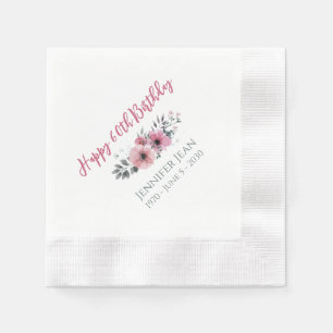 Rosa Blumen Floral 60. Geburtstag Benutzerdefinier Serviette