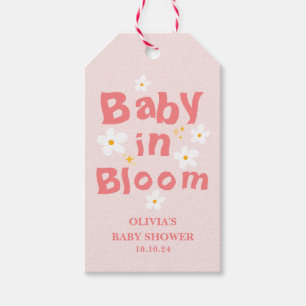 Rosa Blumen-Frühlings-Baby-in-Blüte-Baby-Shower-Mi Geschenkanhänger