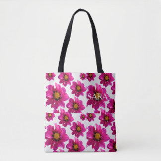 Rosa Blumen Garten Personalisierter Name All-Over Tasche