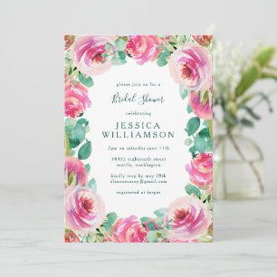 Rosa Blumen-Garten Romantische Bridal-Shower-Party Einladung