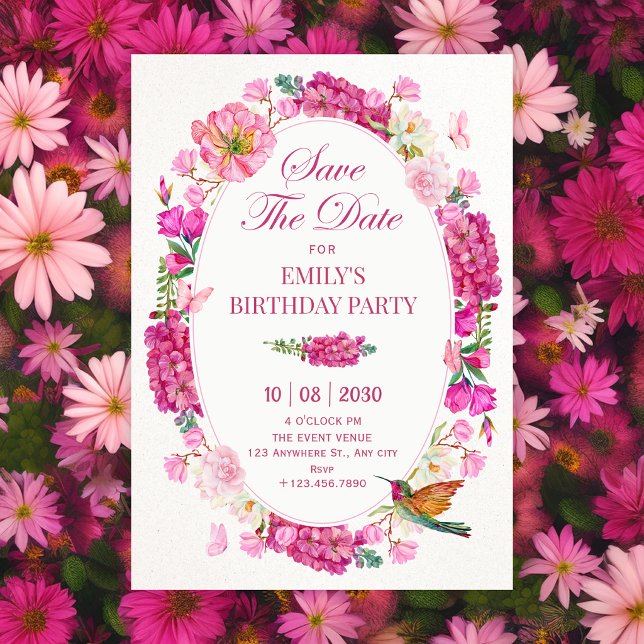 Rosa Blumen Garten Save The Date (Von Creator hochgeladen)
