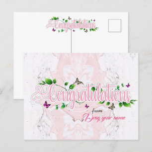 Rosa Blumen-Gratulationstext Postkarte