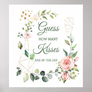 Rosa Blumen, Grünzeug-Ratspiel wie viele Küsse Poster