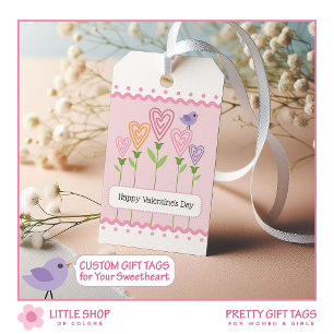 Rosa Blumen-Herzen Valentinstag Geschenk-Anhänger Geschenkanhänger