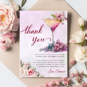 Rosa Blumen Hochzeitsshower Dankeskarte