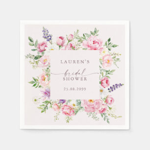 Rosa Blumen Hochzeitsshower Servietten Elegant