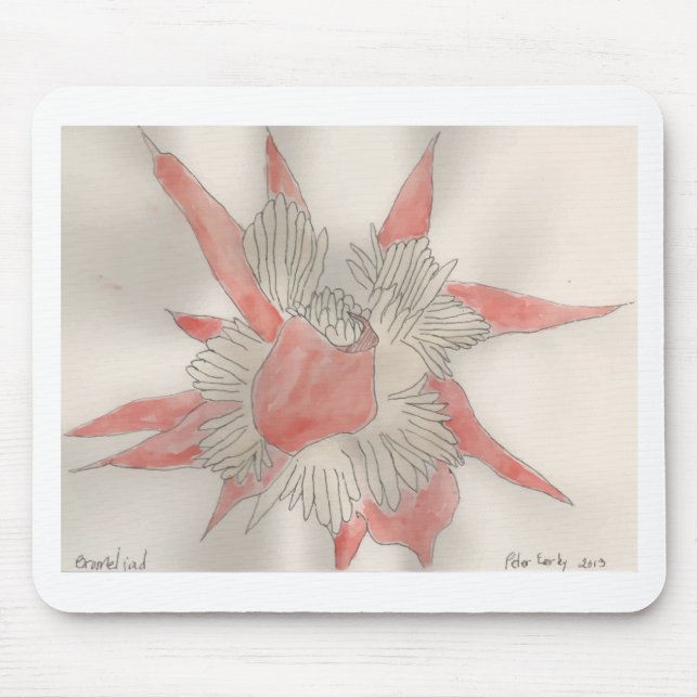 Rosa Blumen-Illustration Mousepad (Vorne)