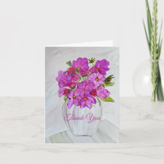 Rosa Blumen in einer Vase Dankeskarte