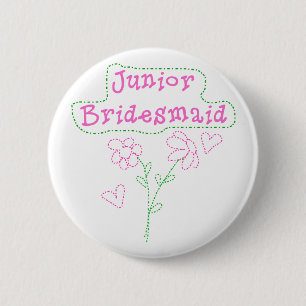 Rosa Blumen-Jünger-Brautjungfer Button