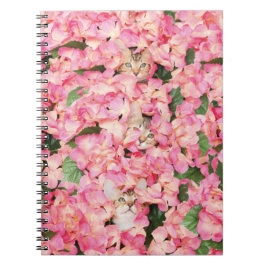 Rosa Blumen-Kätzchen-Collagen-Notizbuch Notizblock