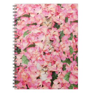 Rosa Blumen-Kätzchen-Collagen-Notizbuch Notizblock