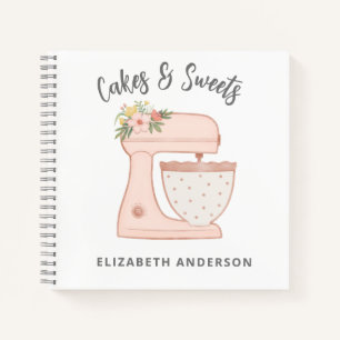 Rosa Blumen-Kuchen-Mixer-Backwaren-Notizbuch Notizbuch
