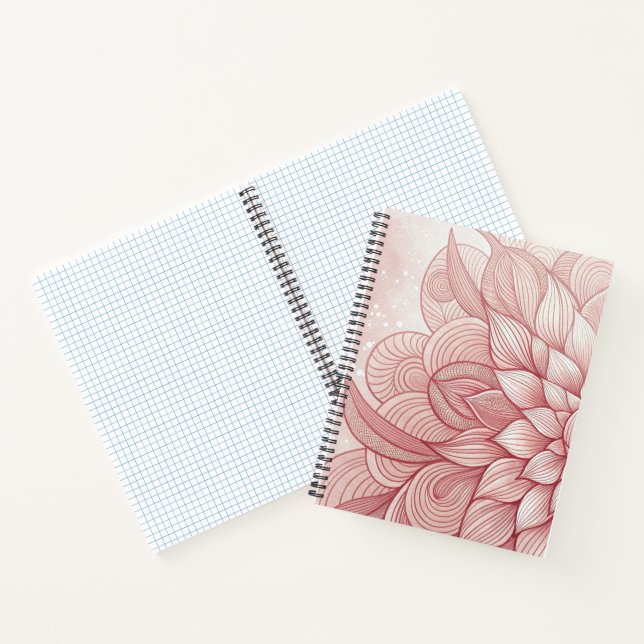 Rosa Blumen Kunst, Dichtung und Musik Notizbuch (Innenseite)