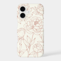 Rosa Blumen Linienzeichnung