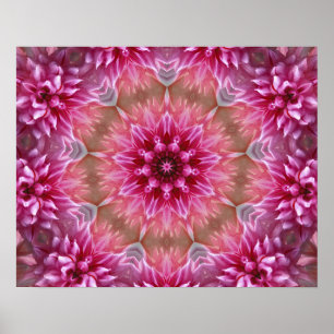 ROSA BLUMEN-MANDALA-KALEIDOSKOP-KUNST POSTER