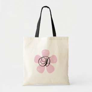 Rosa Blumen-Monogramm D Tragetasche
