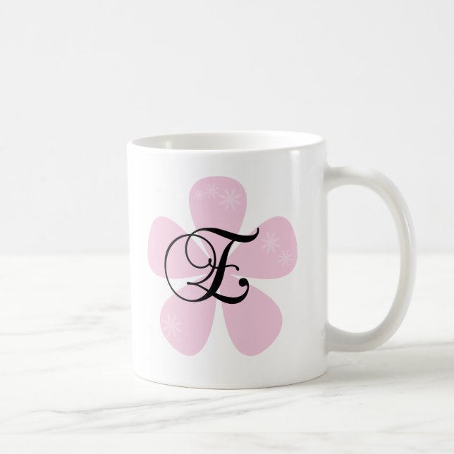 Rosa Blumen-Monogramm E Kaffeetasse (Rechts)