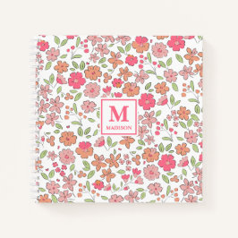Rosa Blumen-Monogramm-Notizbuch-Journal Notizbuch