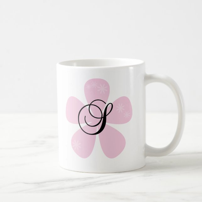 Rosa Blumen-Monogramm S Kaffeetasse (Rechts)
