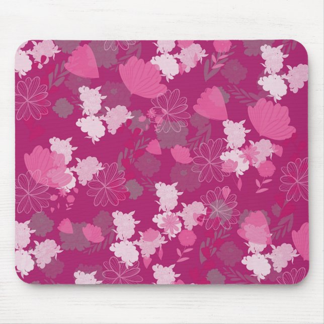 rosa Blumen Mousepad (Vorne)