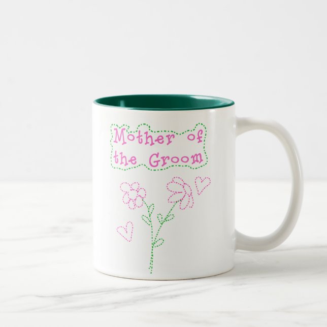 Rosa Blumen-Mutter des Bräutigams Zweifarbige Tasse (Rechts)