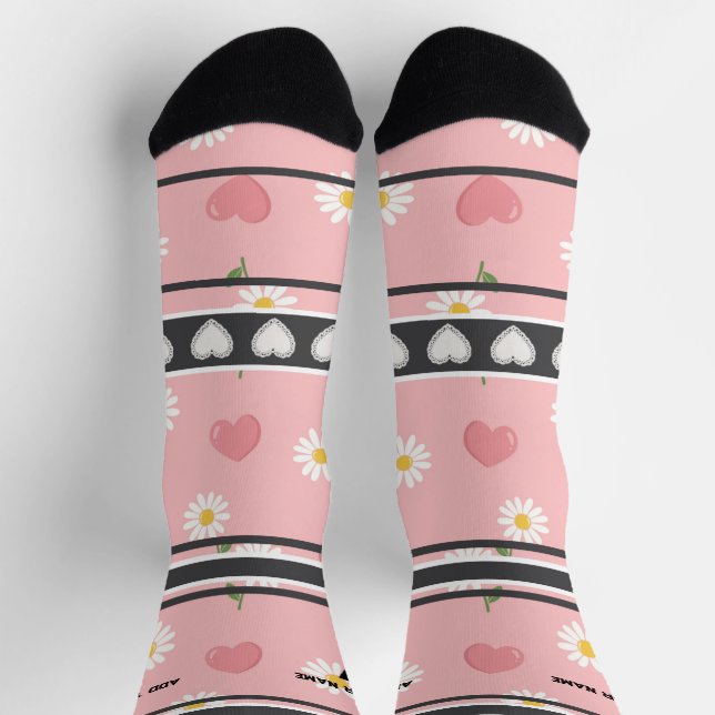 Rosa Blumen- Name Nummer Socken (Oben)