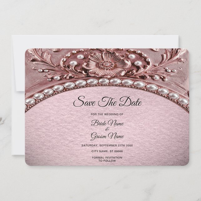 Rosa Blumen Save the Date (Vorderseite)