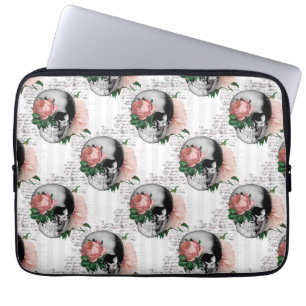 Rosa Blumen-Schädel-Serie Design 2 Laptopschutzhülle