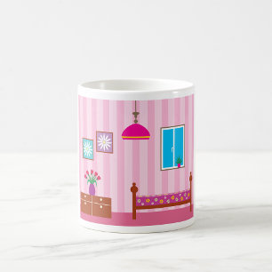 Rosa Blumen-Schlafzimmer Kinderzimmer Kaffeetasse
