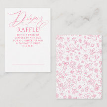Rosa Blumen-Schleifen Baby-Shower-Windel-Raffle-Ti