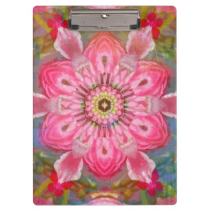 Rosa Blumen-Schmetterlingmandala-Klemmbrett Klemmbrett