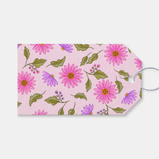 Rosa Blumen-Schmetzwerk-Rosendaisy-Papier-Geschenk Geschenkanhänger