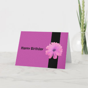 Rosa-Blumen-Schwarzes-Band-Birthday-Wünsche Karte