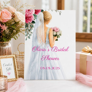 ROSA BLUMEN SOMMER BRIDE-EINLADUNGSSCHILD ACRYLSCHILD