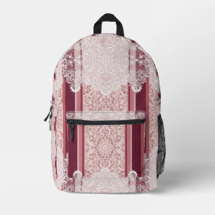 Rosa Blumen-Spitzenmuster-Kunst aus künstlicher In Bedruckter Rucksack