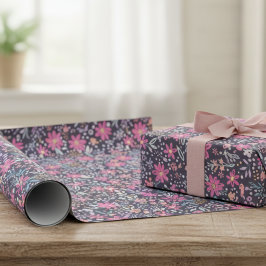 Rosa Blumen-Sprinkles-Muster Geschenkpapier