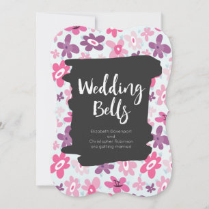 Rosa Blumen Süß und Verspielt Retro-Hochzeit Einladung