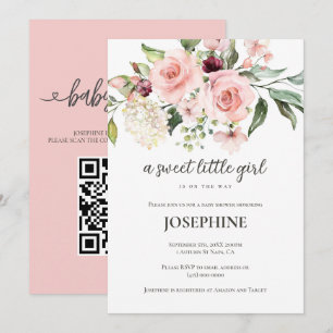 Rosa Blumen Süßes Kleines Mädchen Baby Shower Einladung