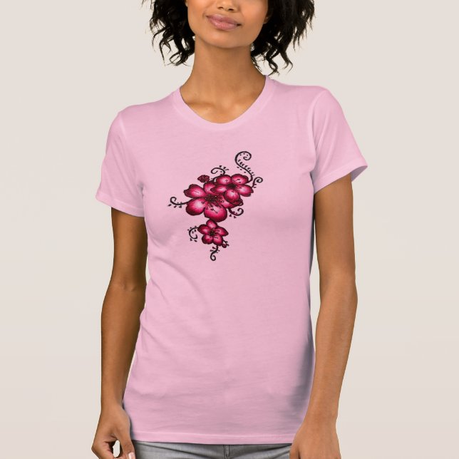 Rosa Blumen T-Shirt (Vorderseite)