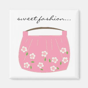 Rosa Blumen-Tasche Magnet