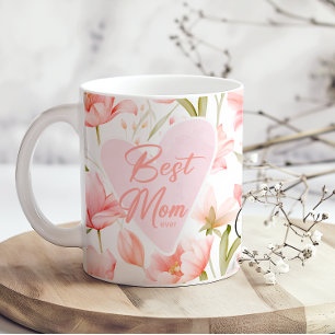 Rosa Blumen-Tasse 'Beste Mutter Aller Zeiten' zum Kaffeetasse
