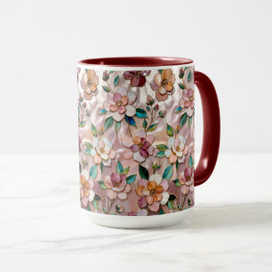 Rosa Blumen-Tasse Elegante Botanische Kaffeetasse