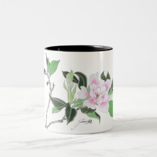 Rosa Blumen-Tasse Zweifarbige Tasse